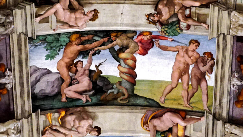 Adán y Eva. Miguel Ángel. Capilla Sixtina. Vaticano.