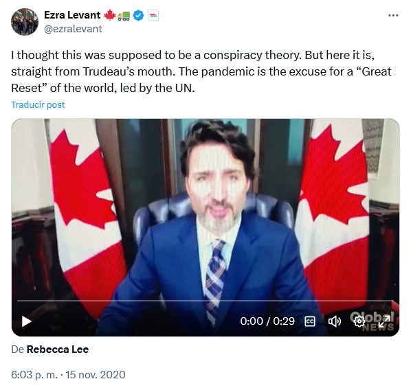 I thought this was supposed to be a conspiracy theory. But here it is, straight from Trudeau’s mouth. The pandemic is the excuse for a “Great Reset” of the world, led by the UN.