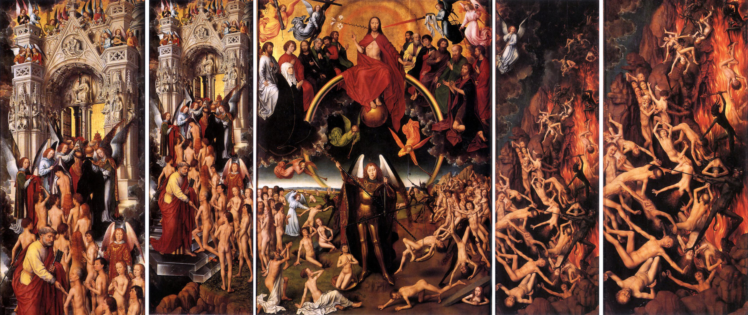 El Juicio Final de-B. Hans Memling (1466-1473) Collage. (21/9). Ultrawide. Panorámico. Anamórfico.