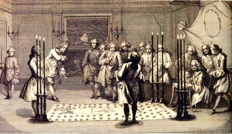 Ilustraciones sobre masonería. Logia.