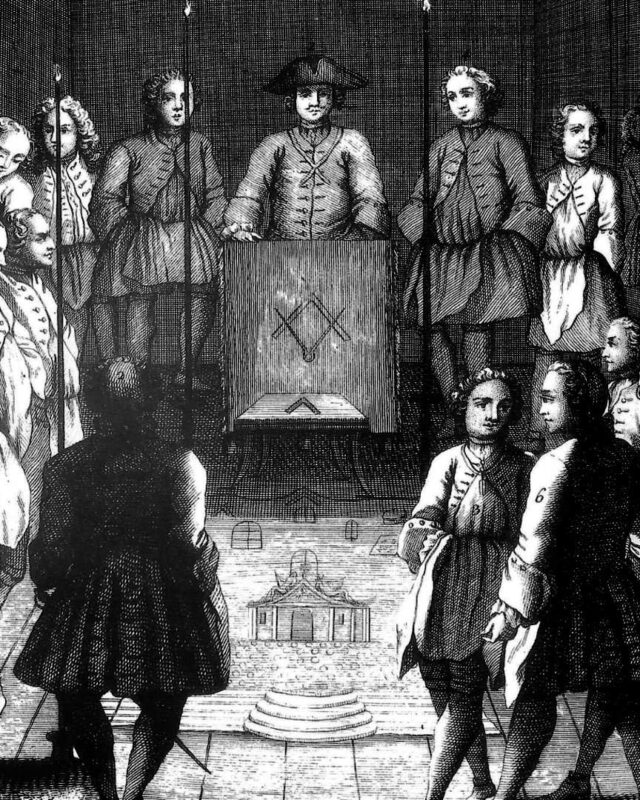 Ilustraciones sobre masonería. Logia.